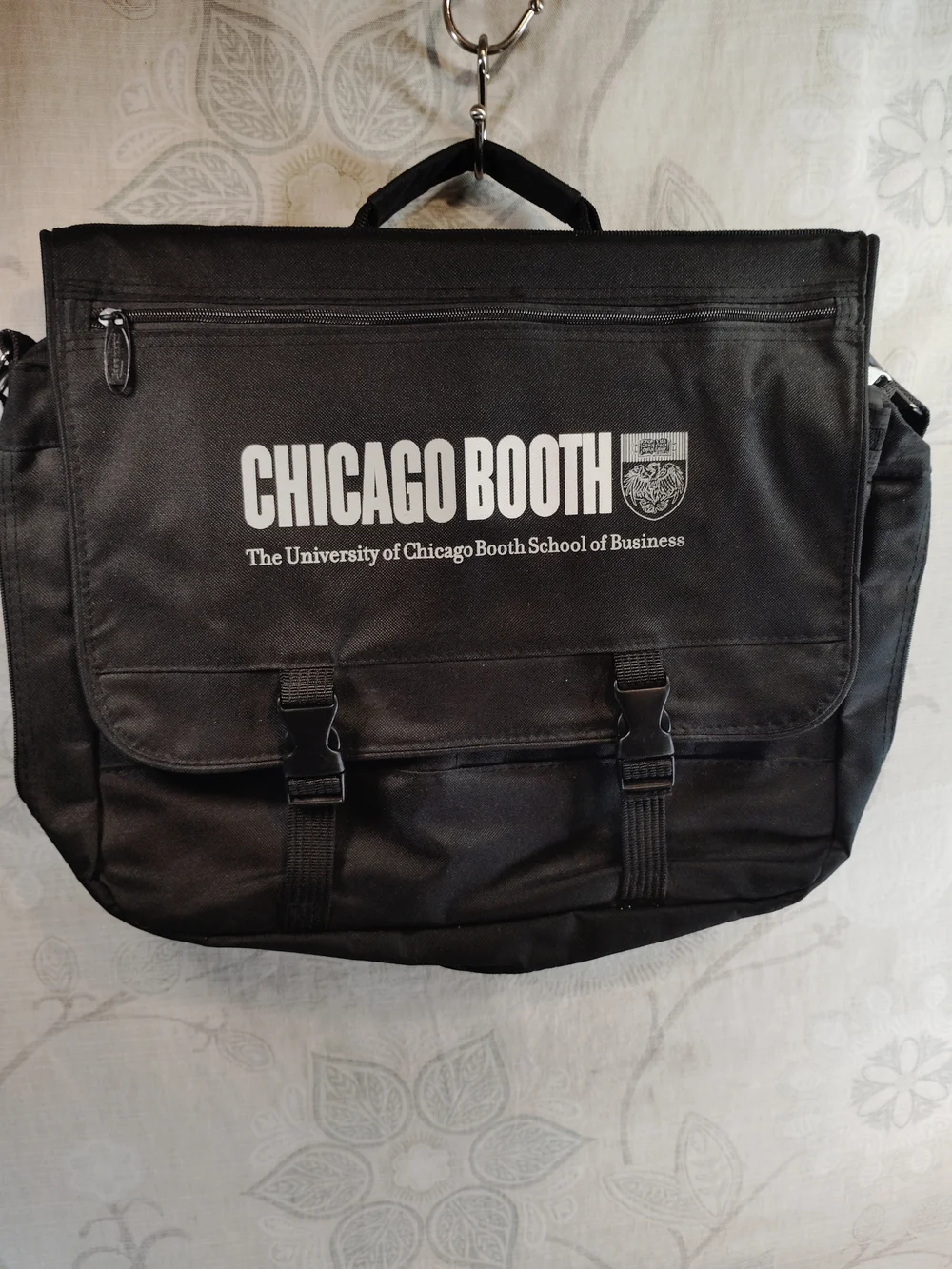 Chicago Booth Black Messenger Bag with Logo